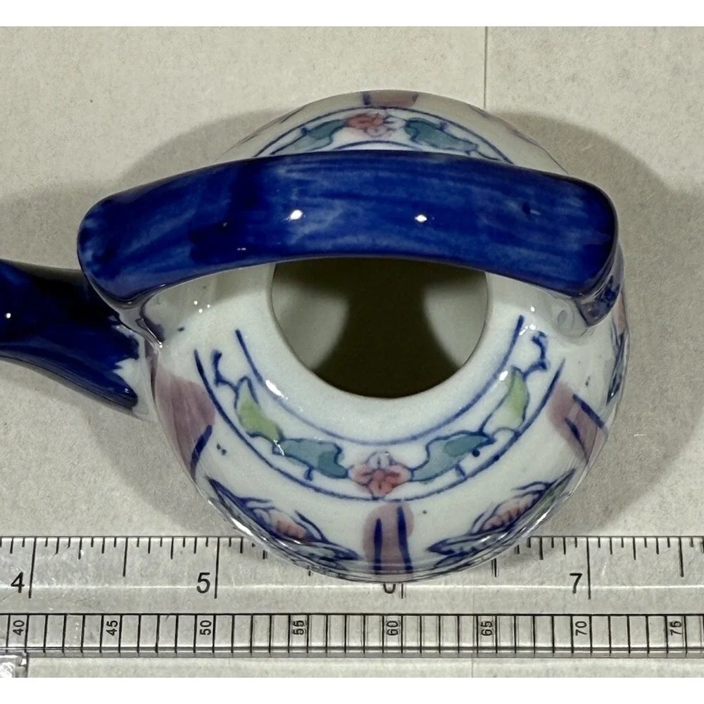 Vtg BEN RICKERT Miniature Teapot with Lid‎ SIGNED Round Shape Asian Style